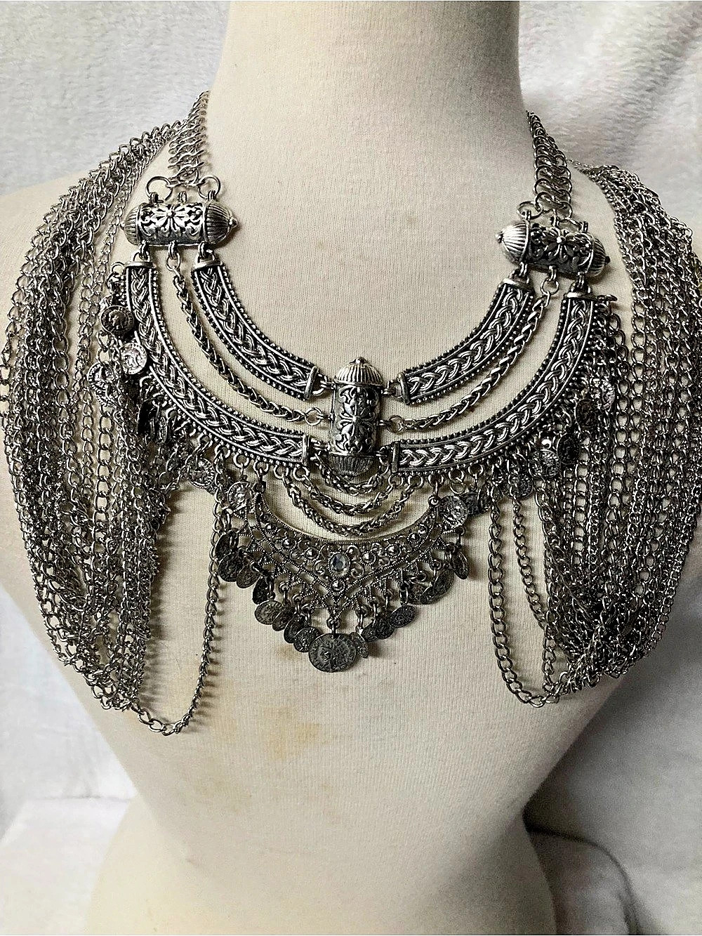 Silver-Tone Layered Statement Necklace